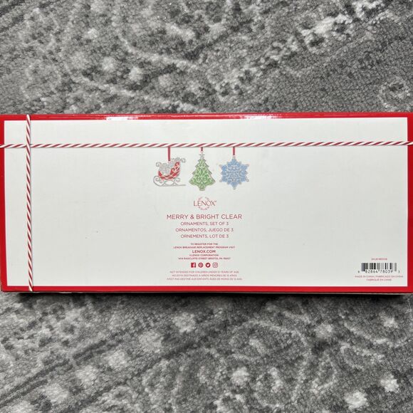 Lenox Merry & Bright Christmas Ornament Set of 3 Tree Sleigh Snowflake Metal NIB - Picture 2 of 4